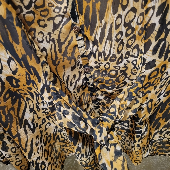 Coldwater Creek Sheer Animal Print Top - Picture 2 of 4